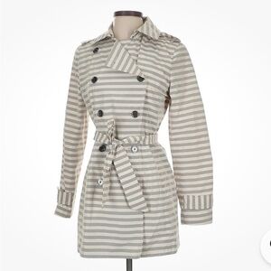 Banana Republic Striped Trench Coat in Gray and White